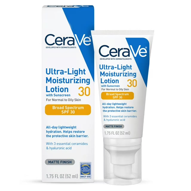 CeraVe Lotion Solaire Hydratante pour le Visage SPF 30 - 1,7 oz