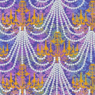 Chandelier Pearls-Gold Cotton Fabric - 44"/45" Per Yard