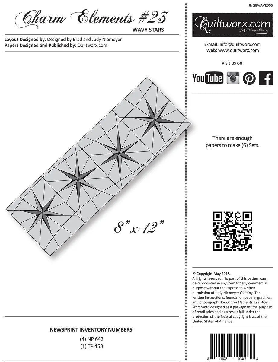 Patrón de costura Charm Elements 23 8in Estrellas Onduladas