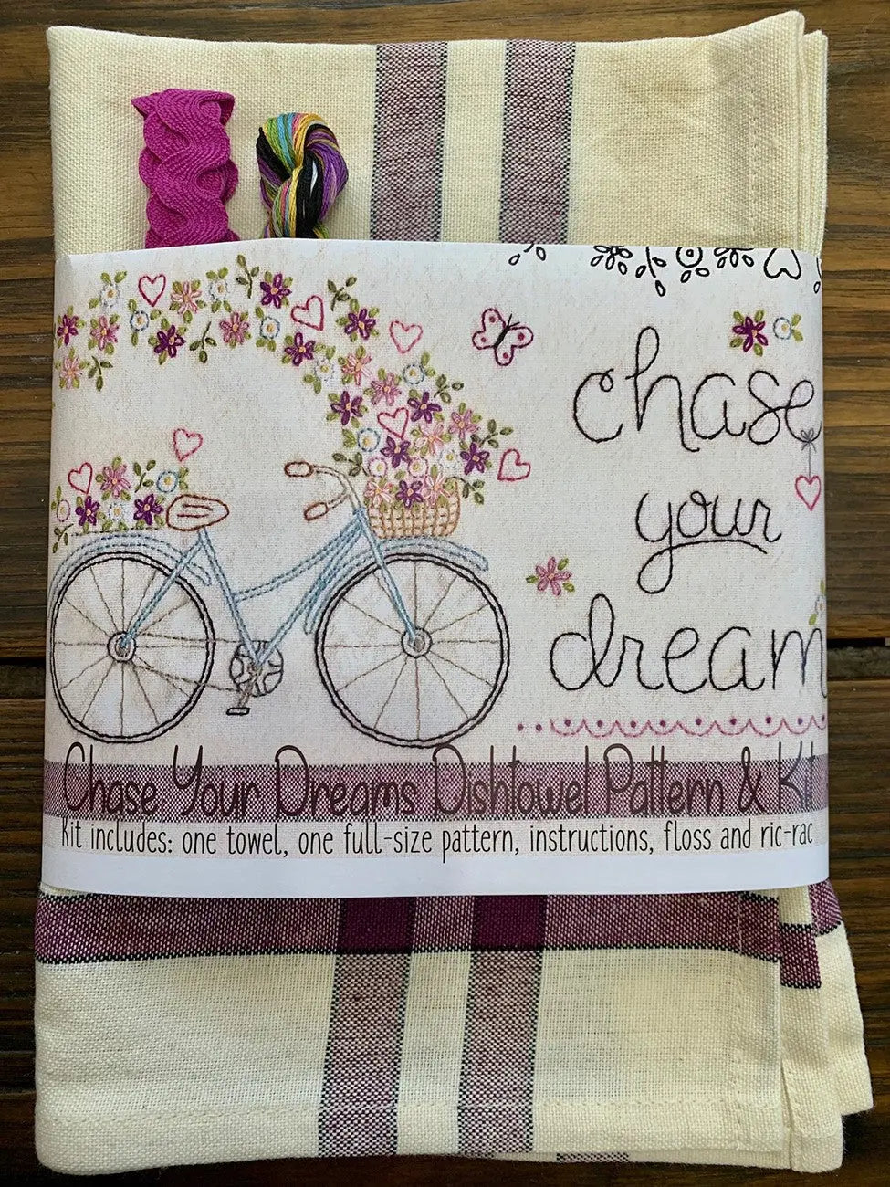 Kit de Paño de Cocina Bordado Persigue Tus Sueños