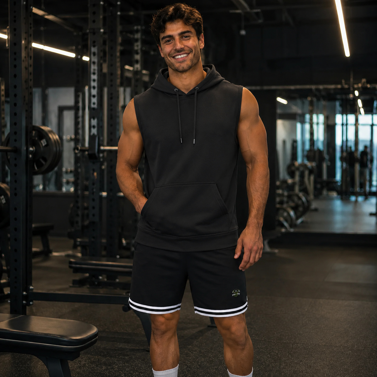 Hoodie de gym noir à séchage rapide pour homme