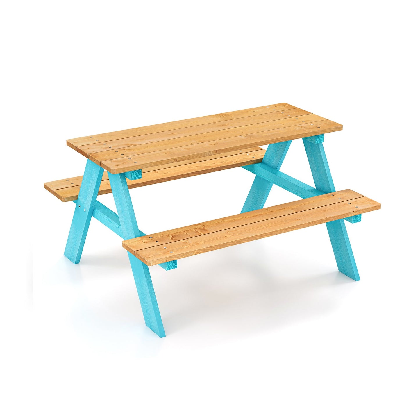 Table en bois d'extérieur pour enfants avec bancs