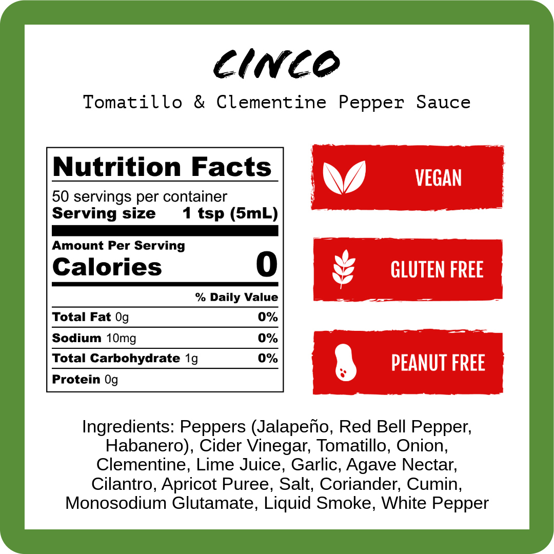 Cinco - Sauce au Tomatillo et à la Clémentine (9oz)