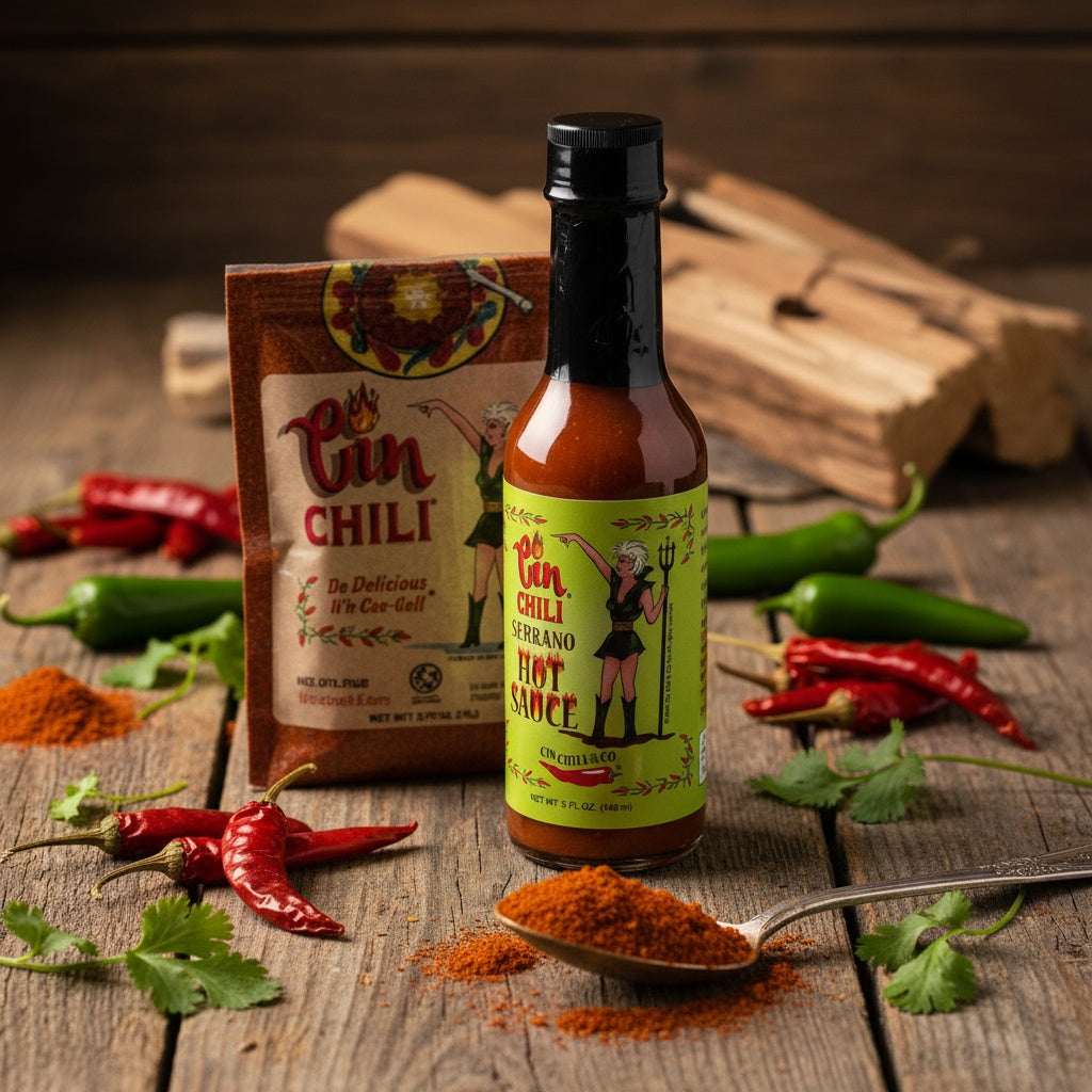Cin Chili Taco Night Gift Box – 3 Chili Mixes & 2 Serrano Hot Sauces - Korvel