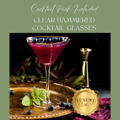 Artisan Hammered Cocktail Glasses with Gold Rim - Korvel