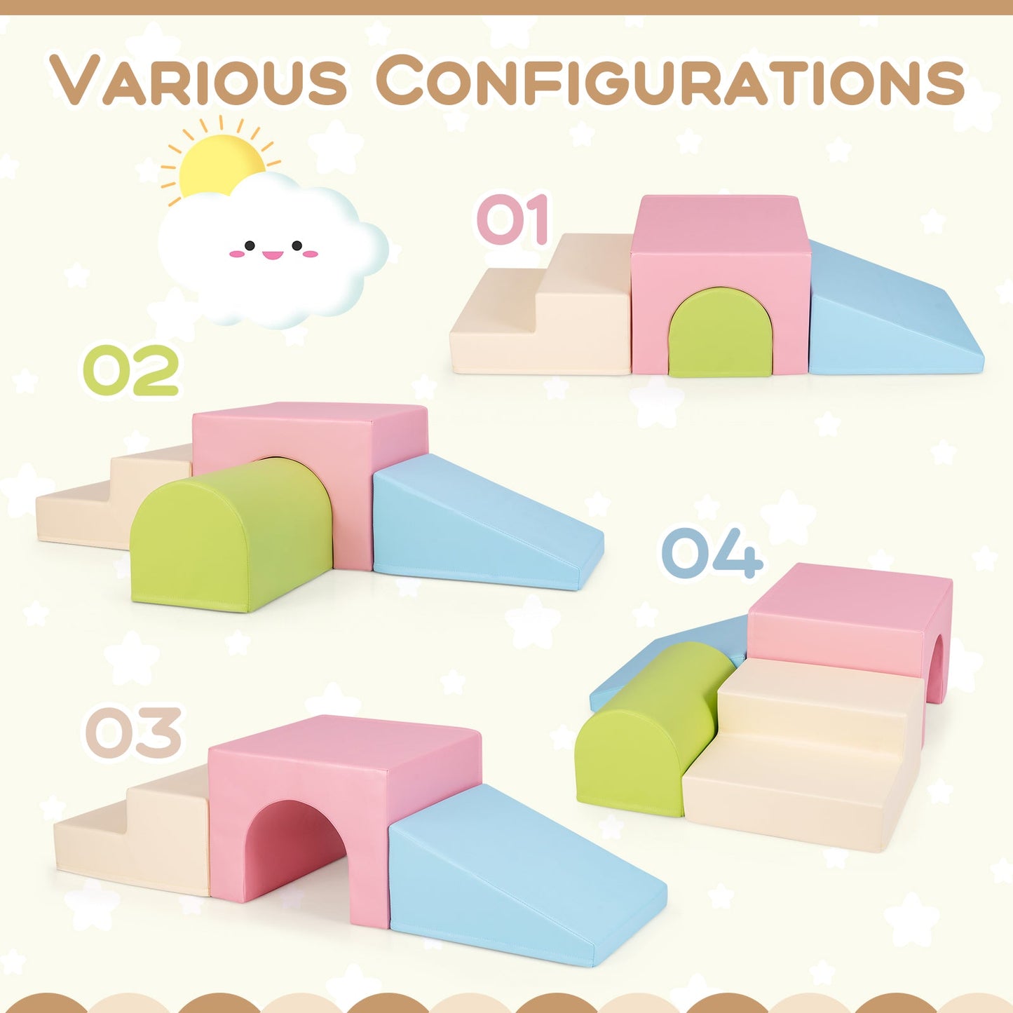 Ensemble de blocs en mousse pour grimper et ramper pour nourrissons - Multicolore