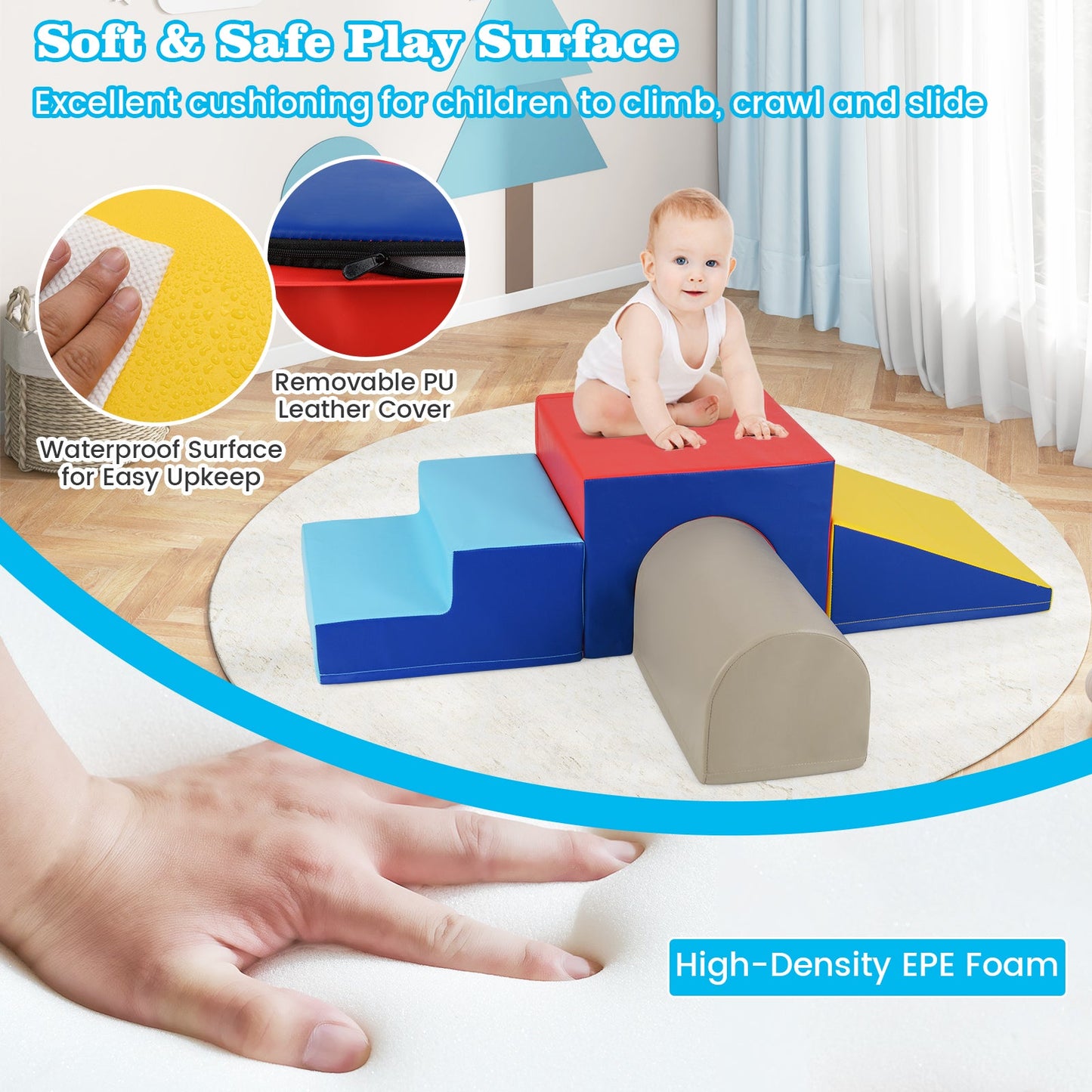 Climb and Crawl Foam Block Play Set for Infants - Yellow