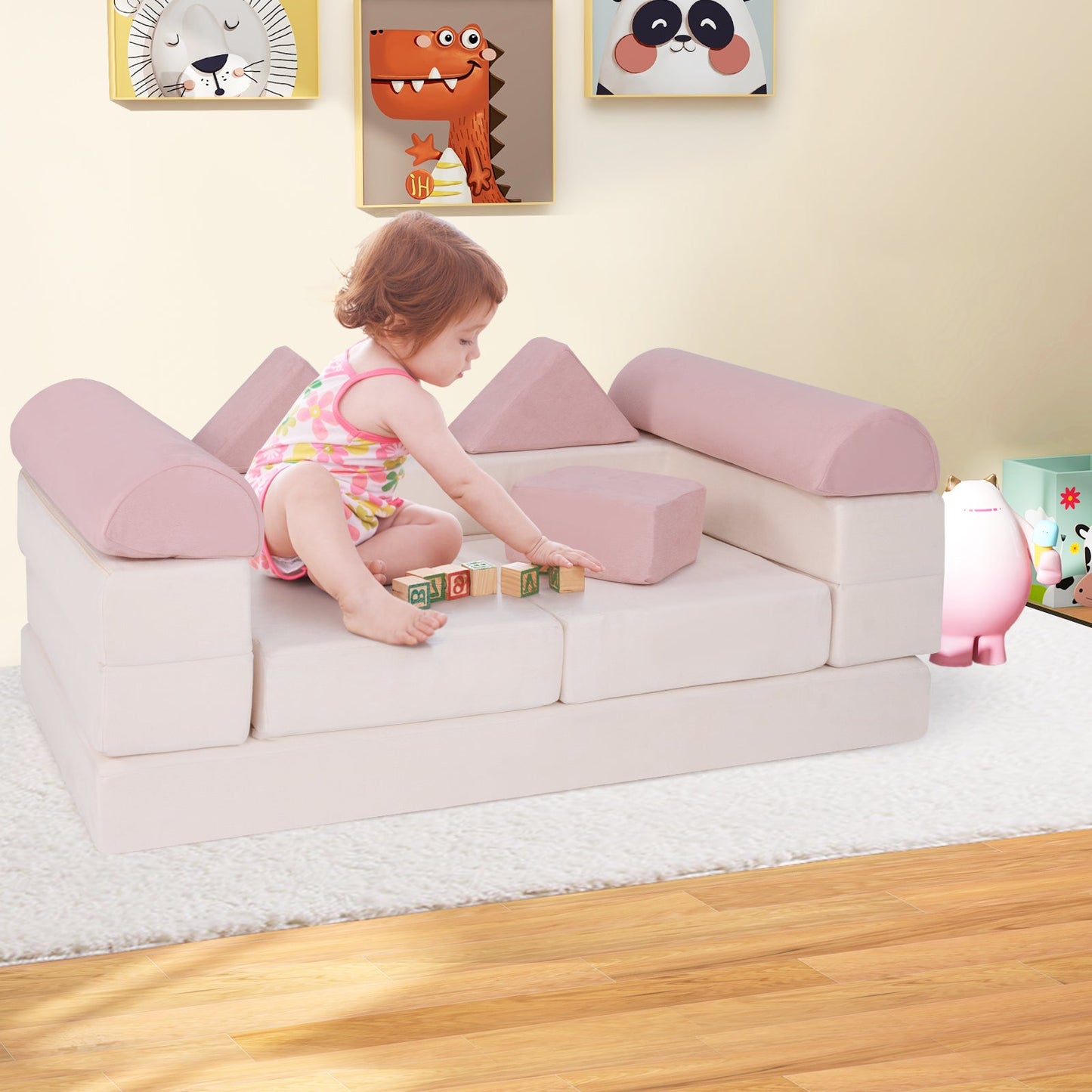 Ensemble de jeu en mousse de 9 pièces - Rose