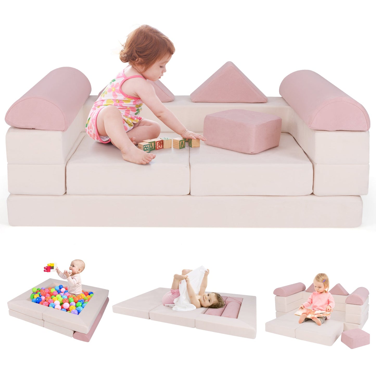Ensemble de jeu en mousse de 9 pièces - Rose