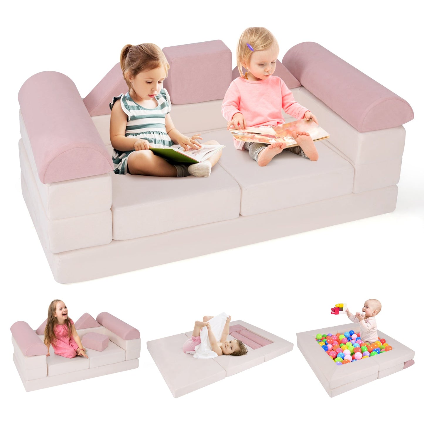 Ensemble de jeu en mousse de 9 pièces - Rose