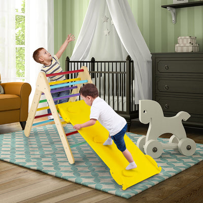 Juego de Triángulo de Escalada de Madera 3 en 1 con Rampa - Multicolor