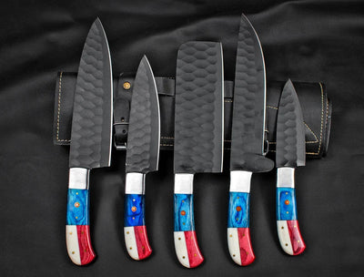 Premium Handcrafted Carbon Steel Chef Knife Set – 5 Piece BBQ & Culinary Collection | Ideal Gift for Him - Korvel