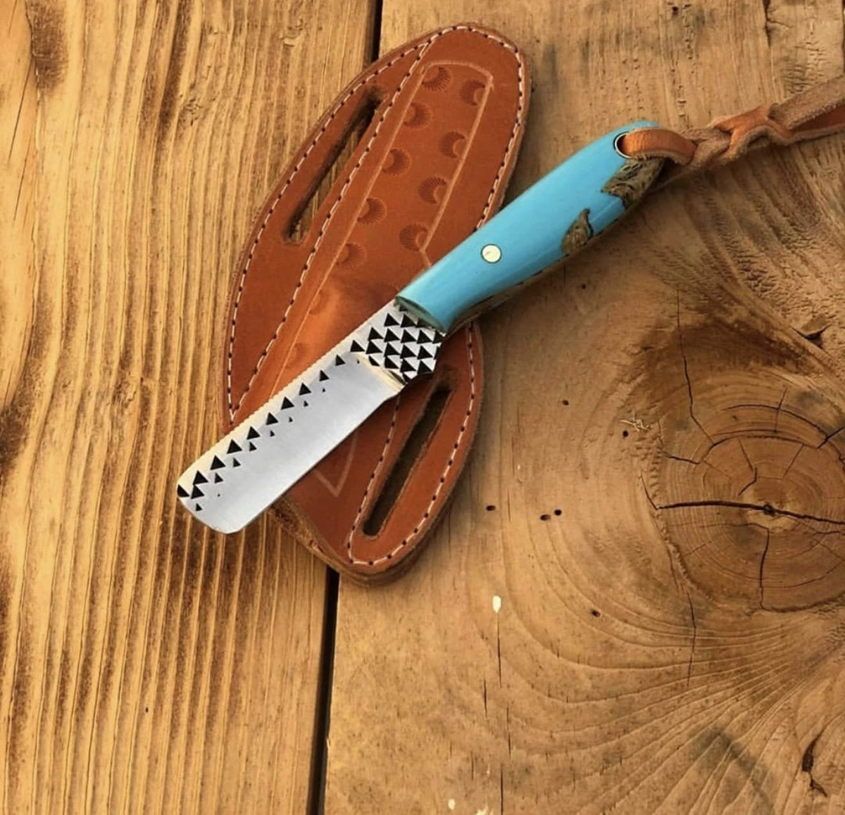 Handcrafted Cowboy Bull Cutter Knife – Durable Rasp Steel & Resin Grip - Korvel
