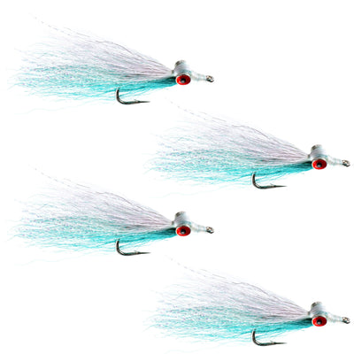 Clouser's Deep Minnow Blue & White - Premium Saltwater and Bass Streamer Flies - Set of 4 (Size 1/0) - Korvel