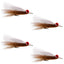 Clousers Deep Minnow Brown White - Streamer Fly Fishing Flies - 4 Saltwater and Bass Flies - Hook Size 1/0