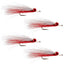 Clouser's Deep Minnow - Red & White Streamer Flies for Saltwater & Bass Fishing - Set of 4 (Size 1/0) - Korvel