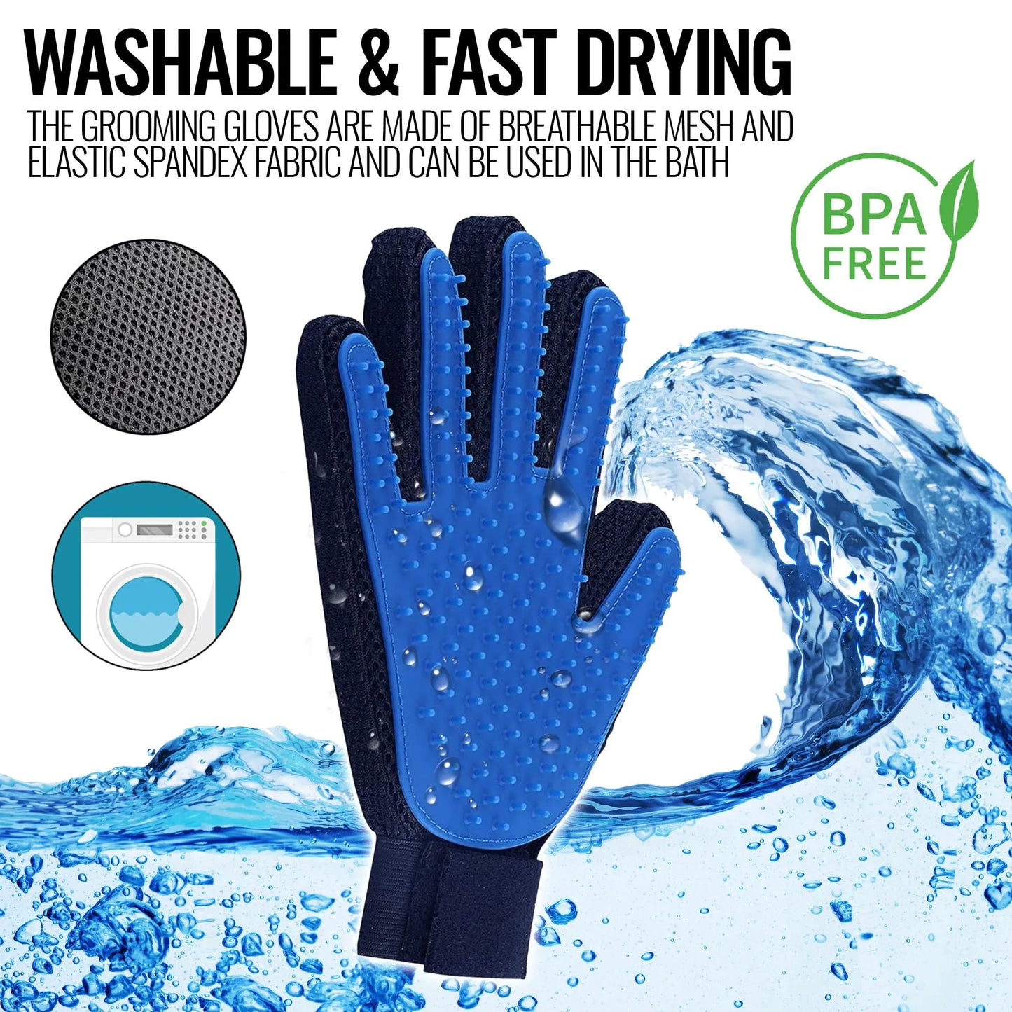 Gants de toilettage pour animaux de compagnie de qualité supérieure pour un retrait de poils sans ef