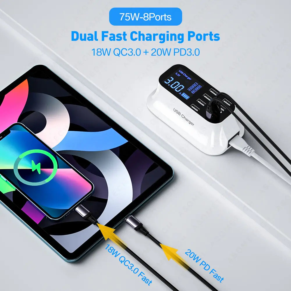 LED Display USB Charger for Multiple Devices