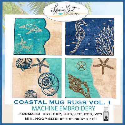 Coastal Mug Rugs Vol I Embroidery USB