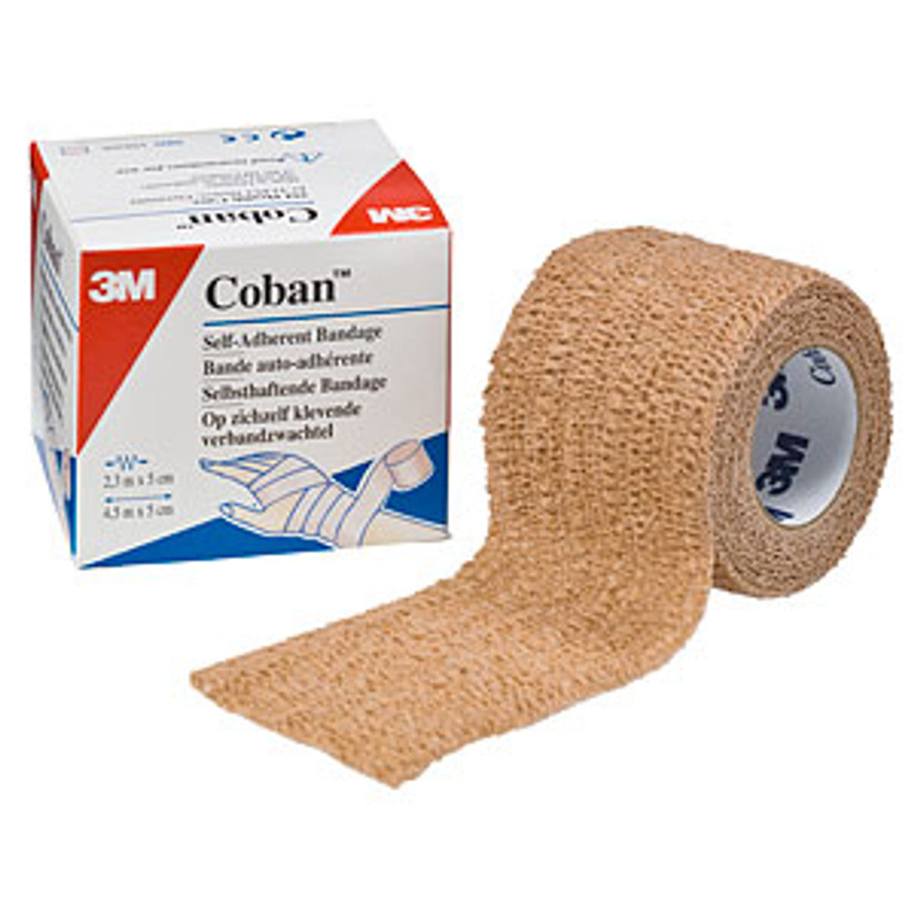 3M Coban Self-Adherent Wrap - 4 Inch x 5 Yards - Tan