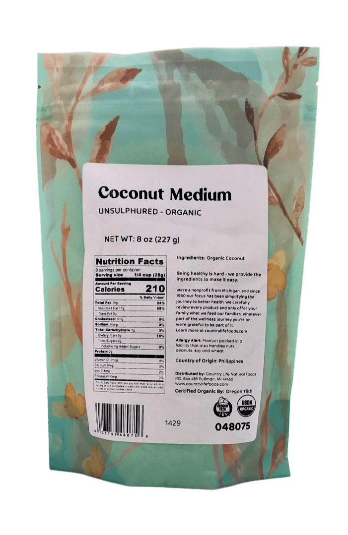 Organic Medium Coconut – Unsweetened & Unsulphured (8 oz, 5 lb, 25 lb)