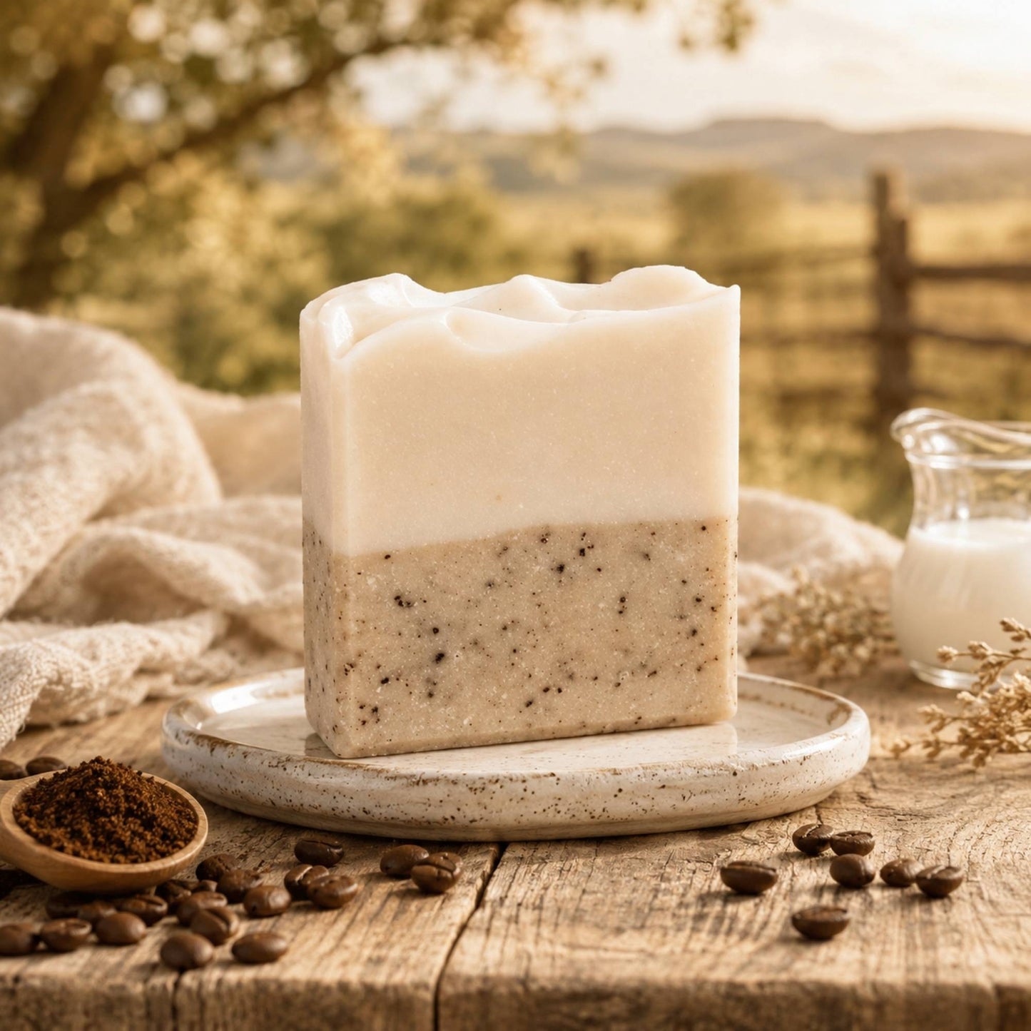 Jabón artesanal de sebo y leche de cabra Coffee + Cream