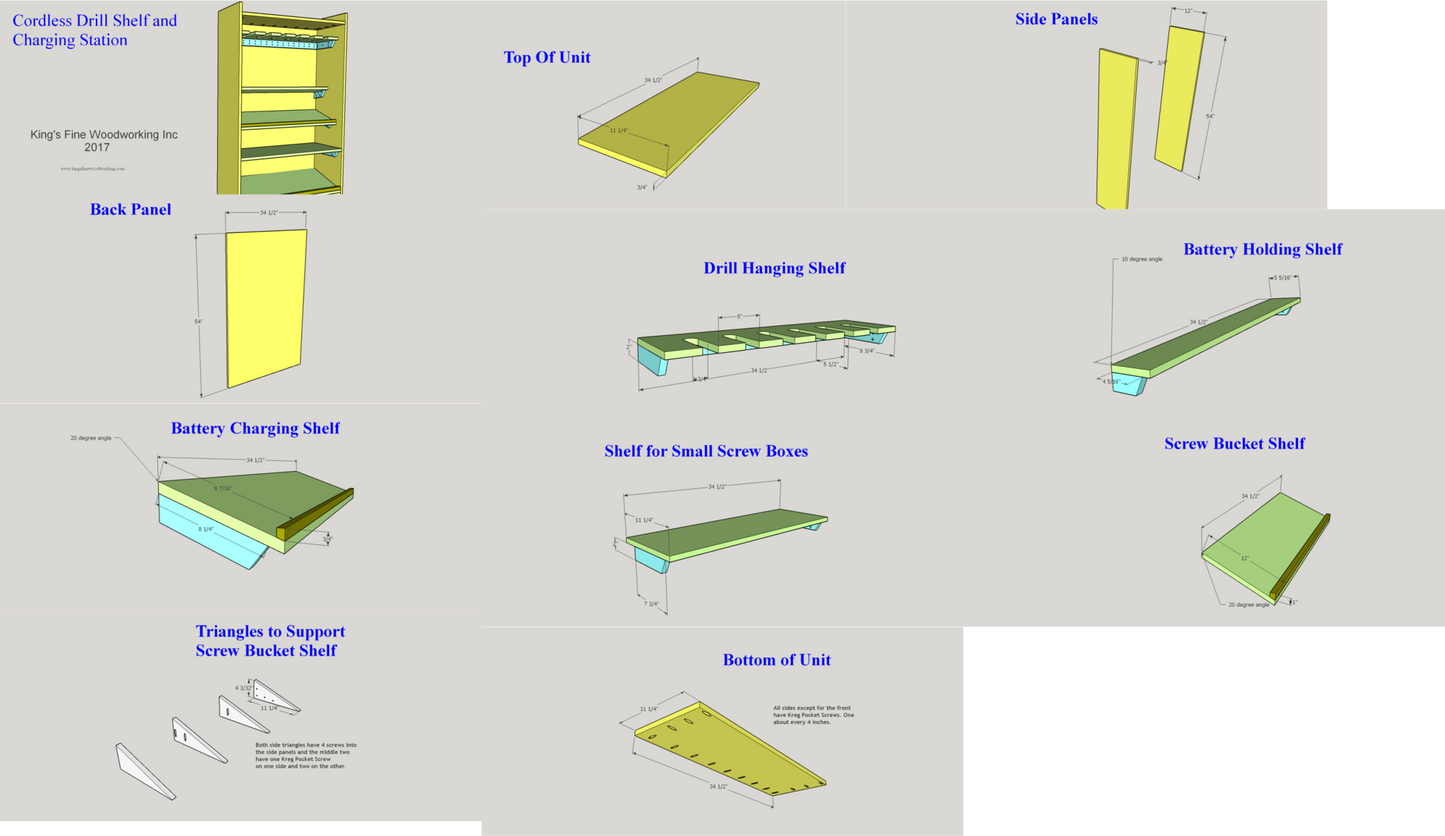 Cordless Drill Shelf and Charging Station Plans