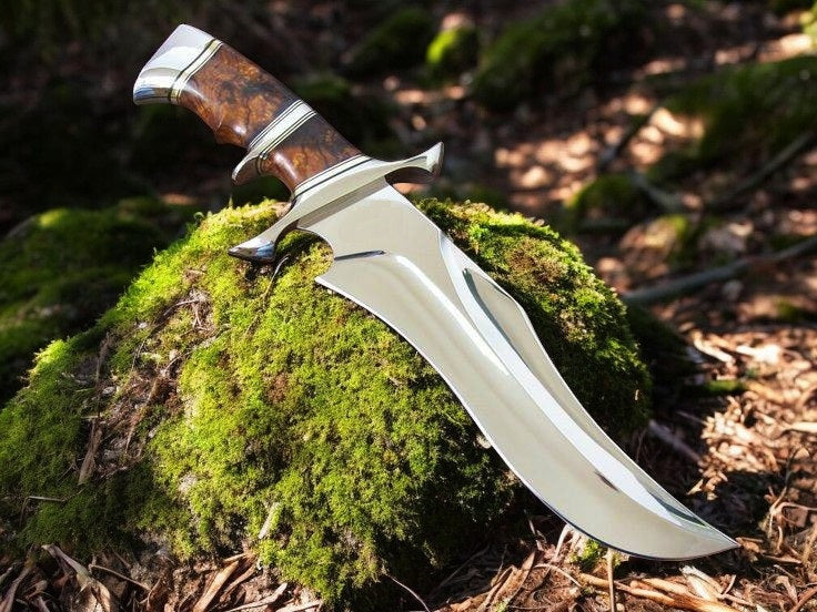 Tactical Combat Bowie Knife - 10" D2 Steel Blade with Elegant Rosewood Grip & Dual Steel Guard - Korvel