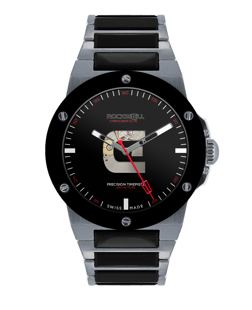 Commander Elite Automatic Watch - Silver/Black Ceramic