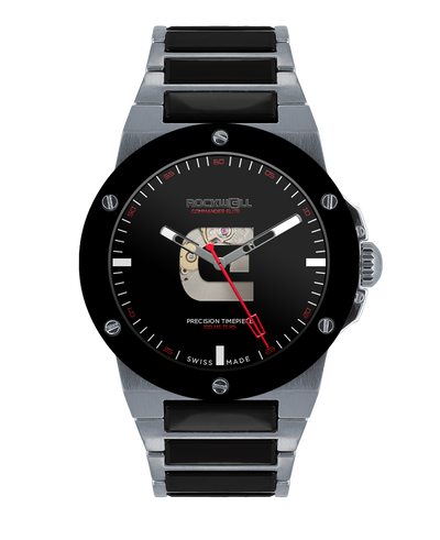 Commander Elite Automatic Watch - Silver/Black Ceramic