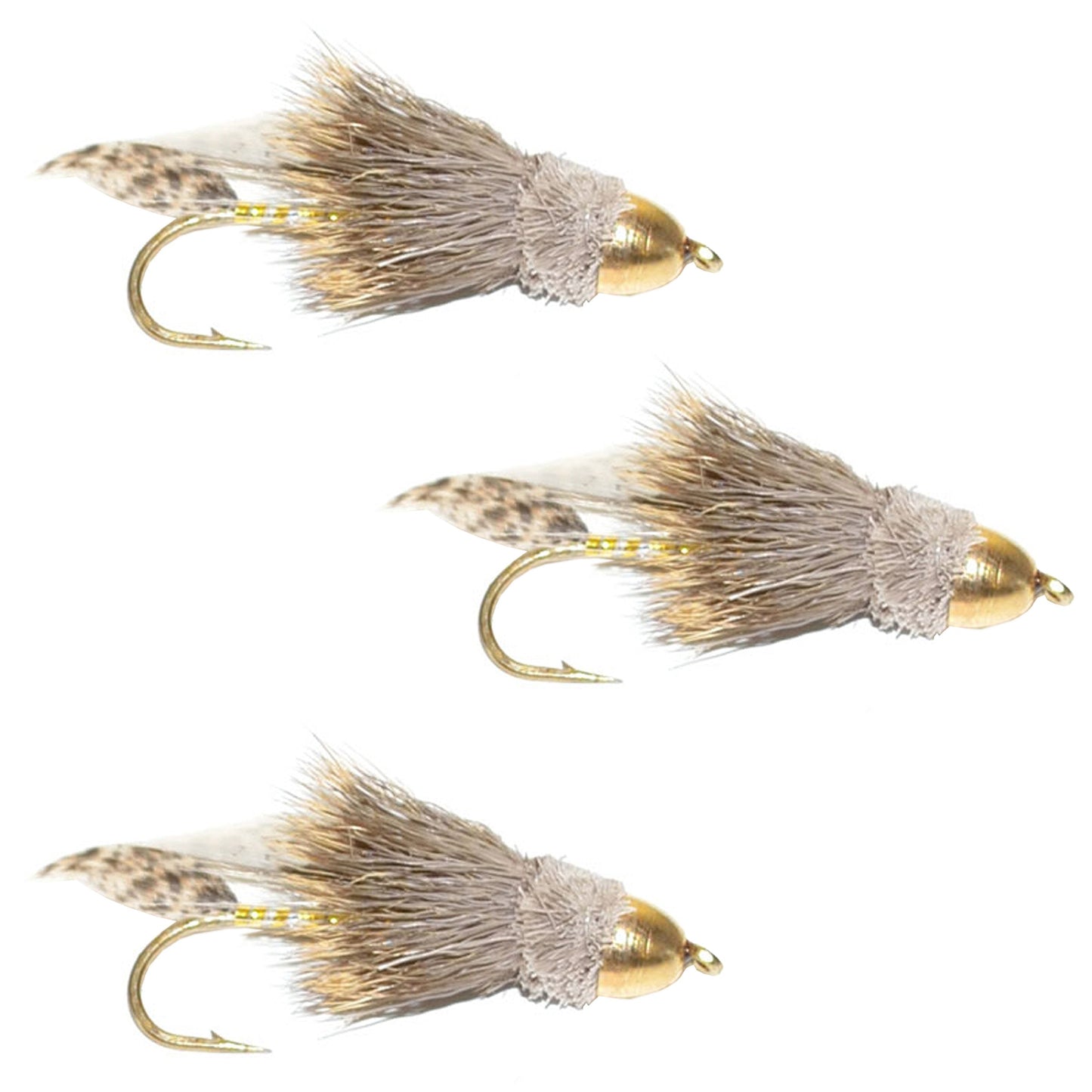 Trout & Bass Cone Head Muddler Fly - 3 Pack, Size 4 - Korvel