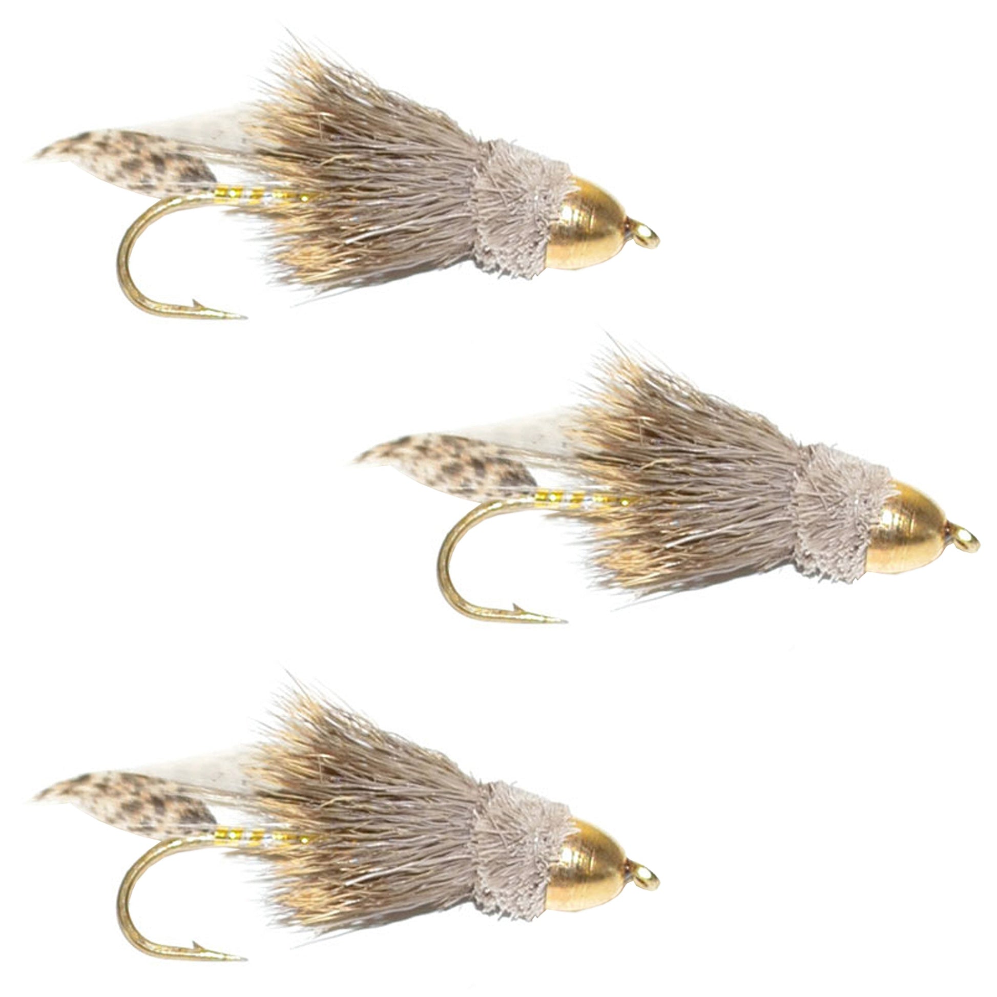 Trout & Bass Cone Head Muddler Fly - 3 Pack, Size 4 - Korvel