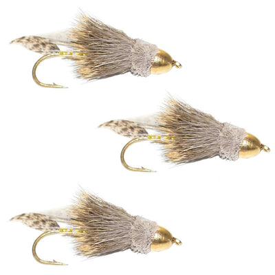 Trout & Bass Cone Head Muddler Fly - 3 Pack, Size 4 - Korvel