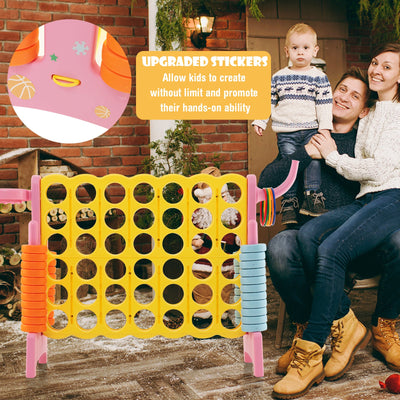 4-in-a-Row Connect Game with Basketball Hoop - Pink