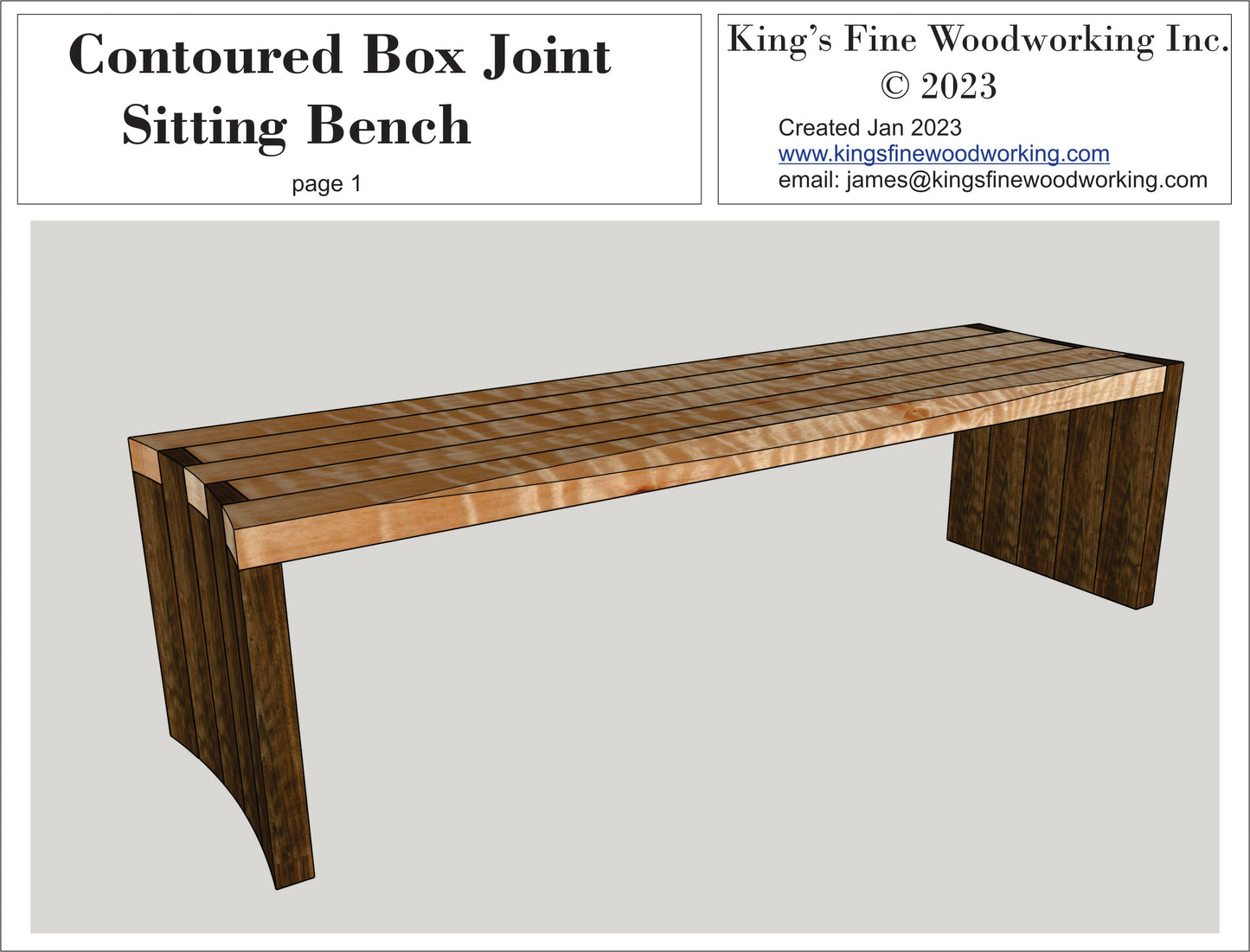 Plans 3D pour le banc à joints en boîte contournés