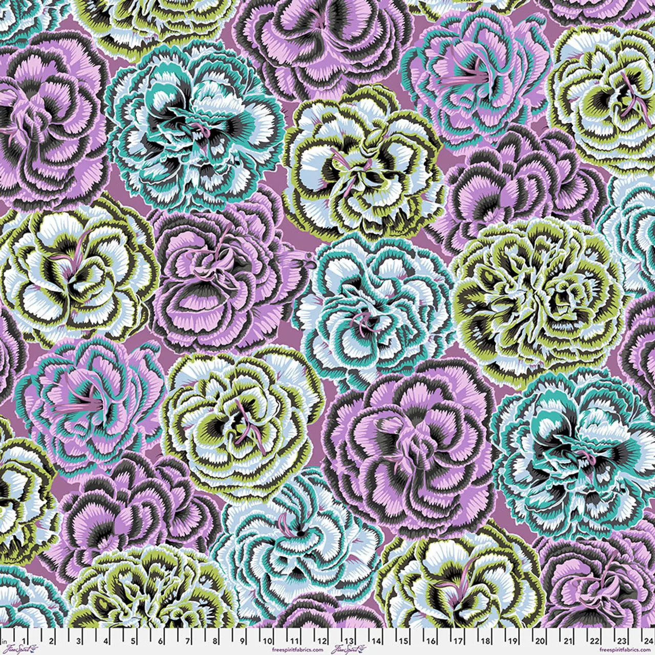 Contrast Picotee Carnations Cotton Fabric - 44"/46" Per Yard