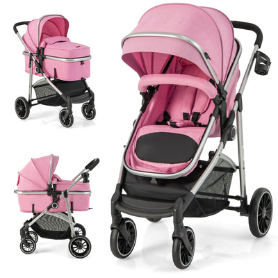Poussette convertible 2-en-1 avec siège réversible - Rose