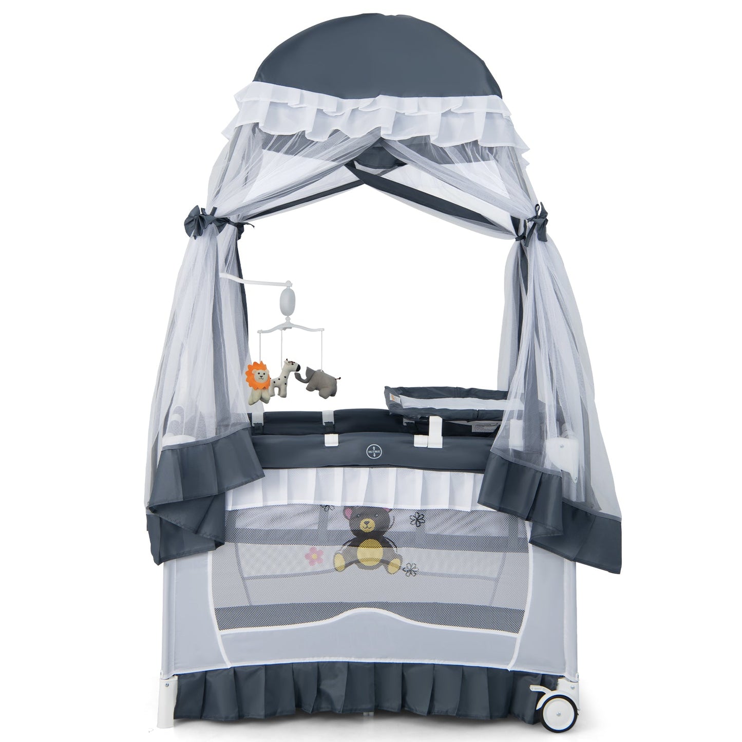 Cuna Convertible con Mesa de Cambio Removible - Gris