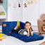 2-in-1 Convertible Kids Sofa in Blue Velvet