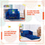 2-in-1 Convertible Kids Sofa in Blue Velvet