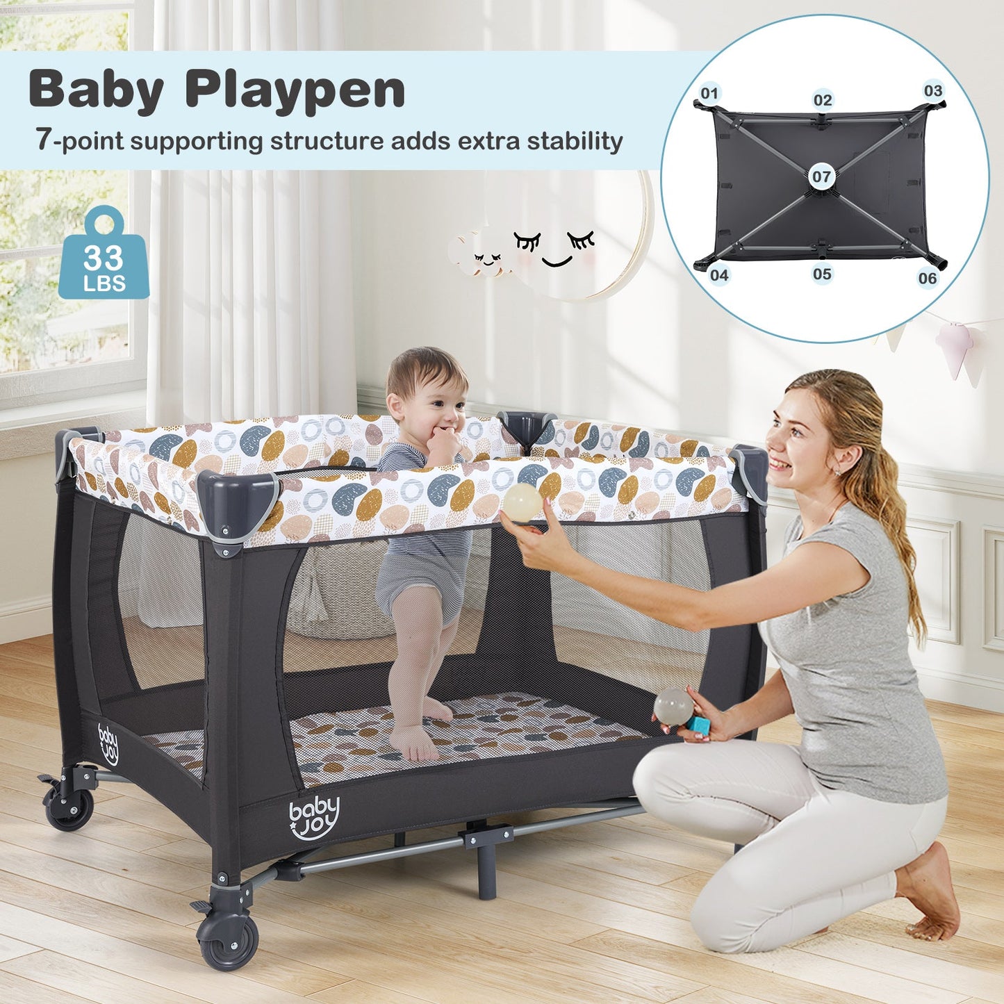 4-in-1 Convertible Portable Baby Playard - Blue
