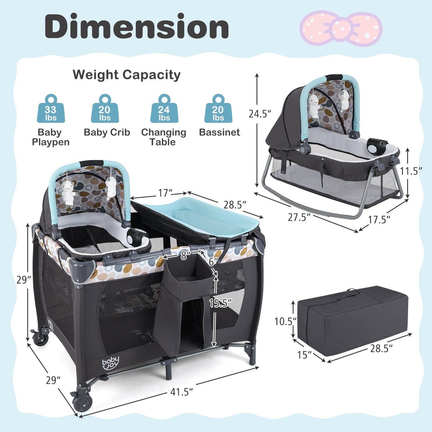 4-in-1 Convertible Portable Baby Playard - Blue