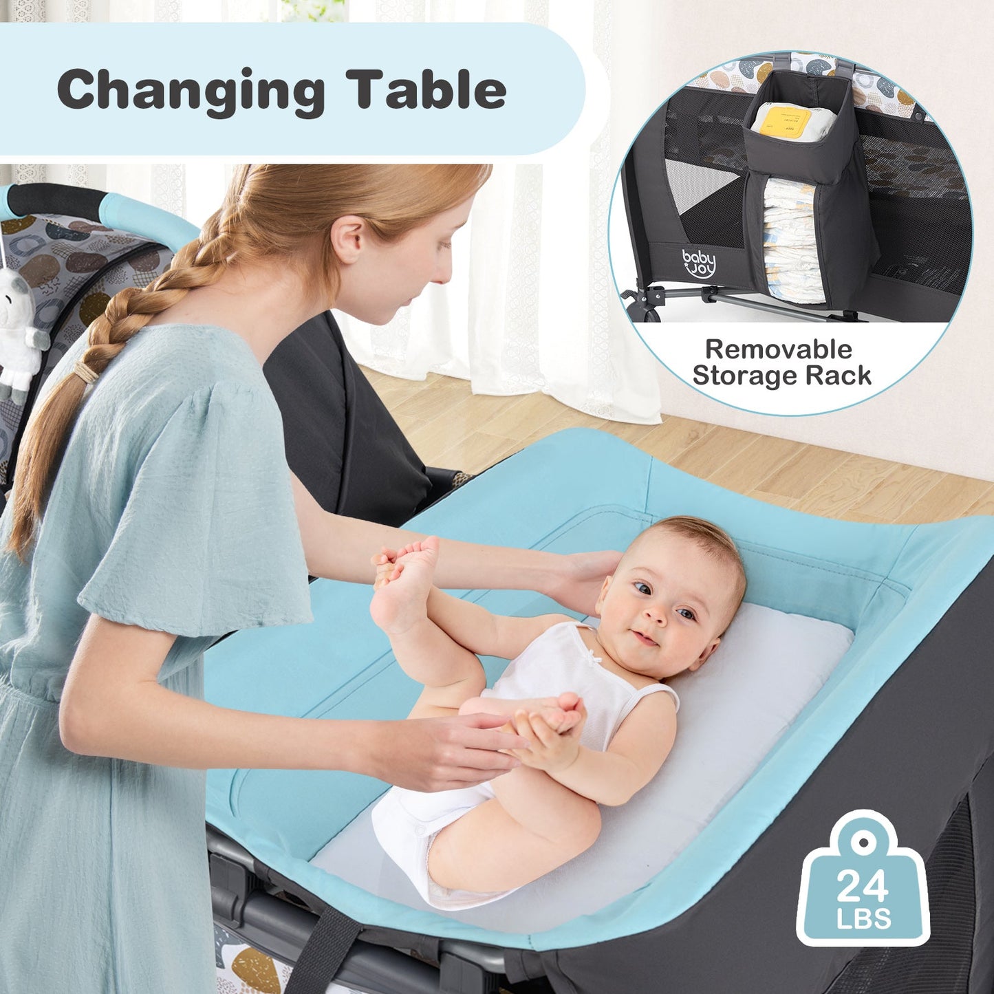 4-in-1 Convertible Portable Baby Playard - Blue