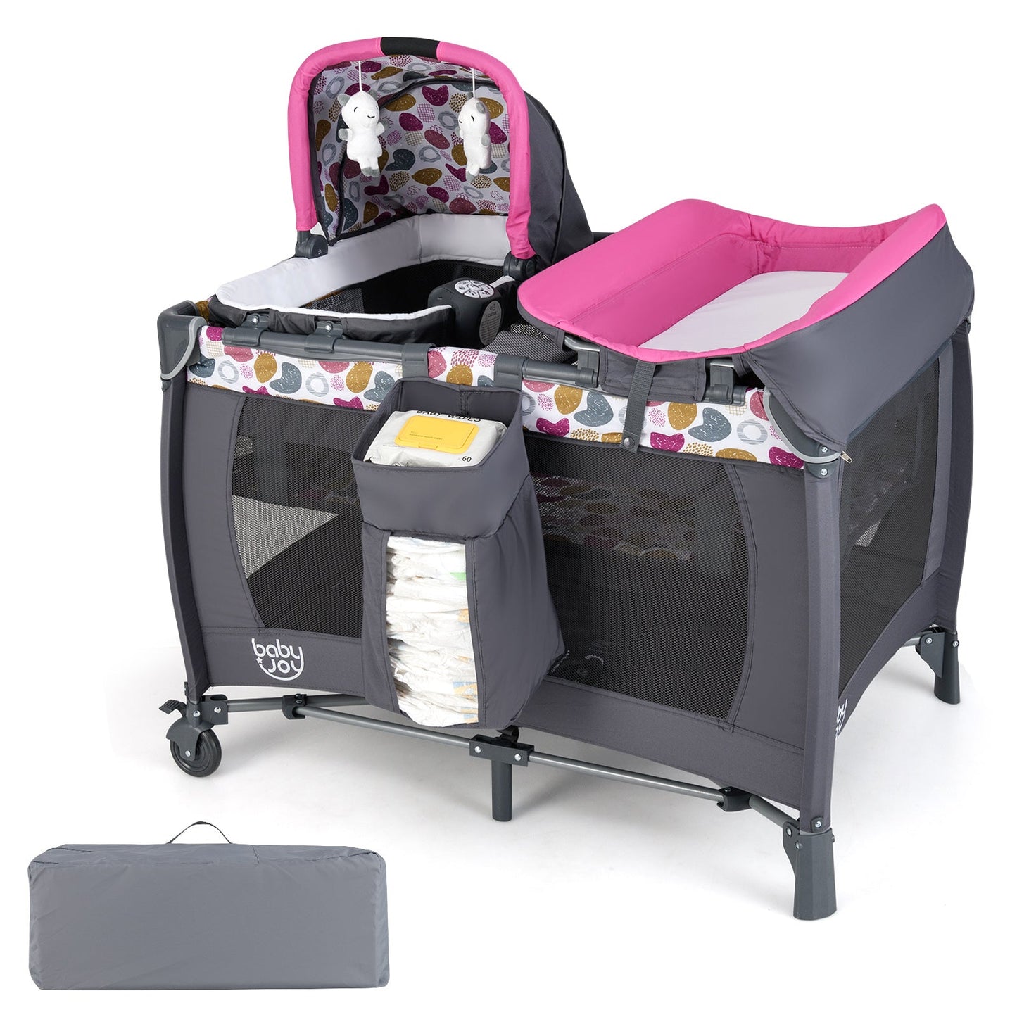 4-in-1 Convertible Portable Baby Playard - Pink