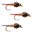Set of 3 Barbless Copper John Nymph Flies - Size 12 for Ultimate Fishing Success - Korvel