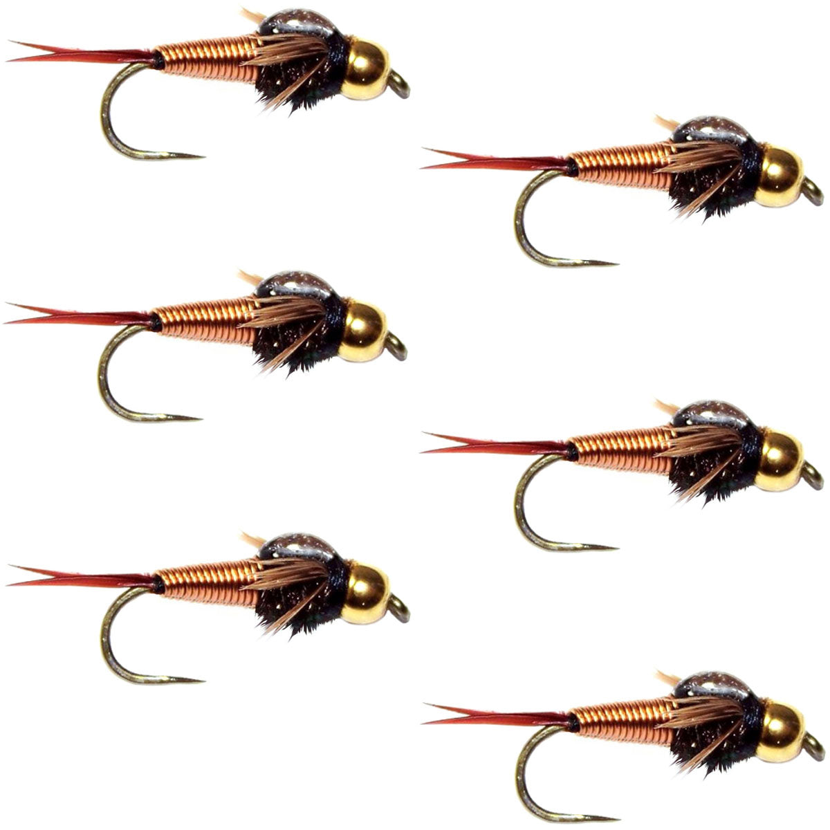 Premium Barbless Copper John Nymph Fly - Size 10 Fishing Flies (6 Pack) - Korvel