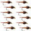 Premium Barbless Copper John Nymph Flies - 12 Pack, Size 12 - Korvel