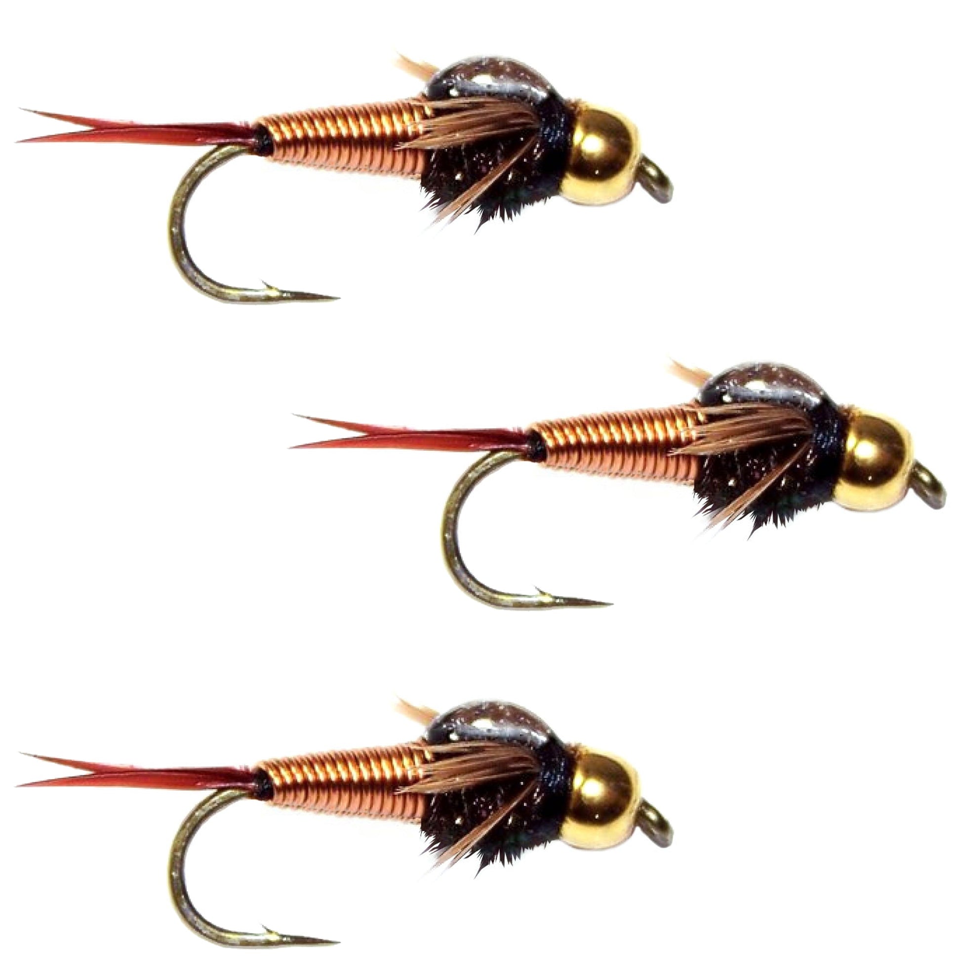 Triple Pack of Premium Copper John Nymph Flies - Size 12 - Korvel
