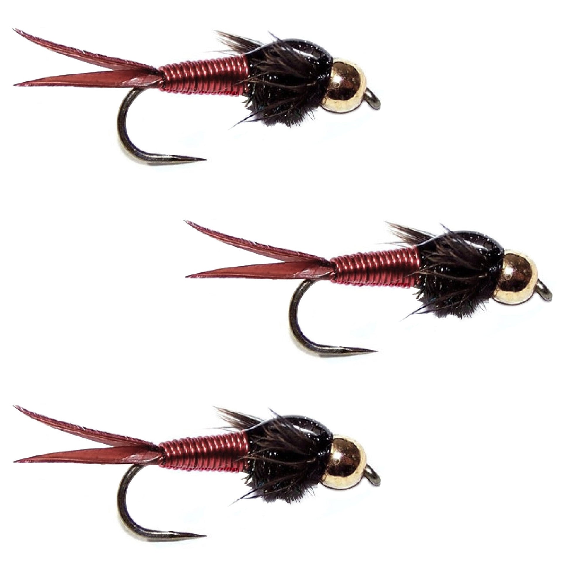 3-Pack Barbless Copper John Nymphs - Size 14 for Trout Fishing - Korvel
