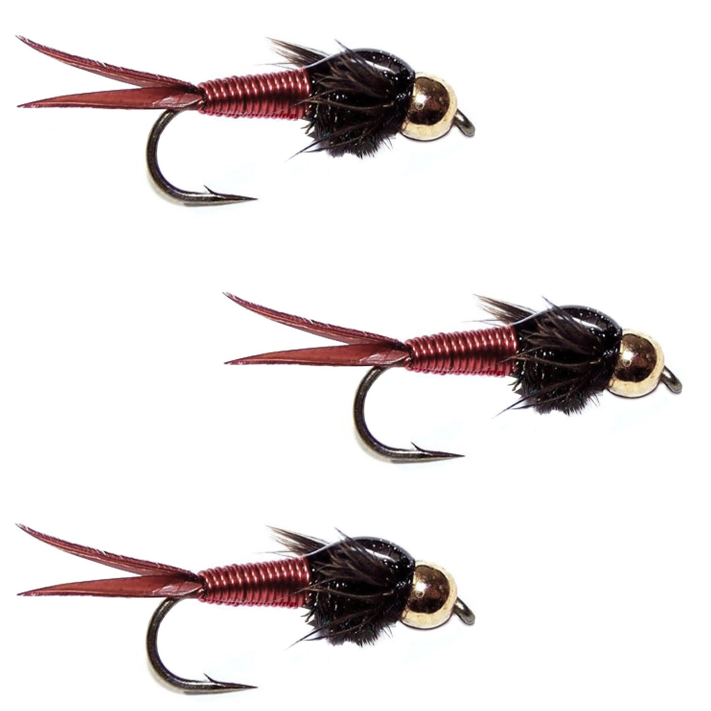 Triple Pack of Bead Head Copper John Nymphs - Size 12 for Ultimate Fishing Success - Korvel